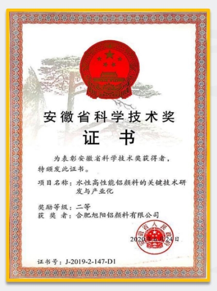安徽省科學技術獎證書